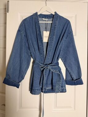 Vero Moda We Do Denim Belted Denim Kimono Jacket NWT Size 12